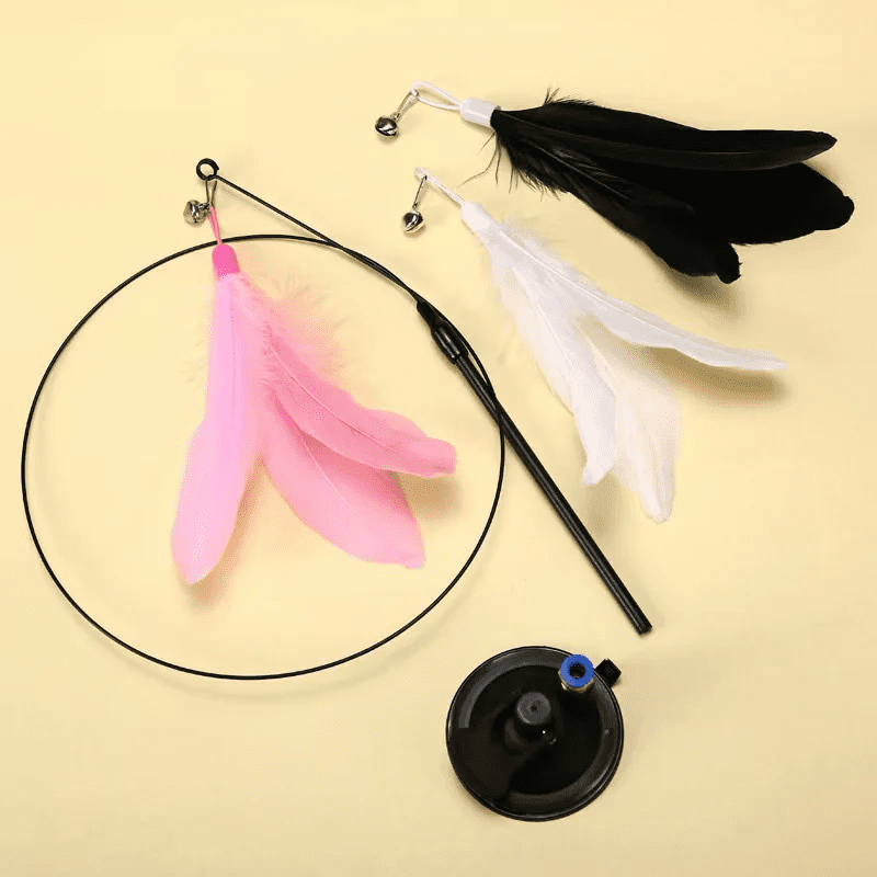 Canne à pêche avec ventouse pour chat