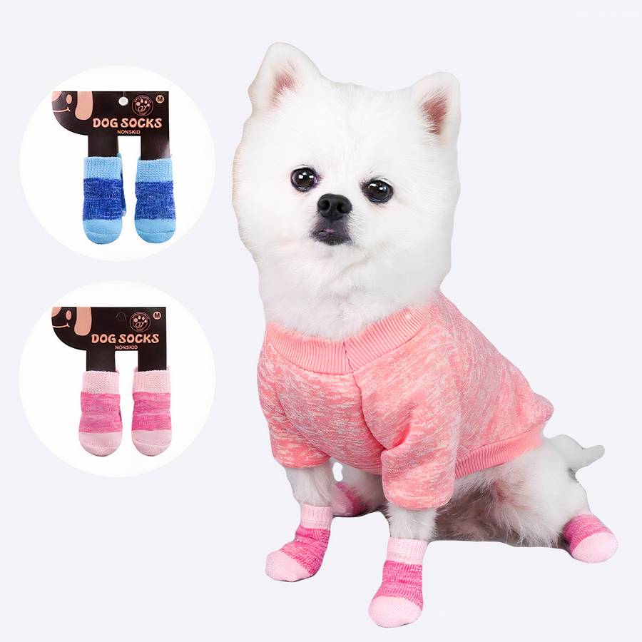 Chaussons multicolores chaud en coton pour chien