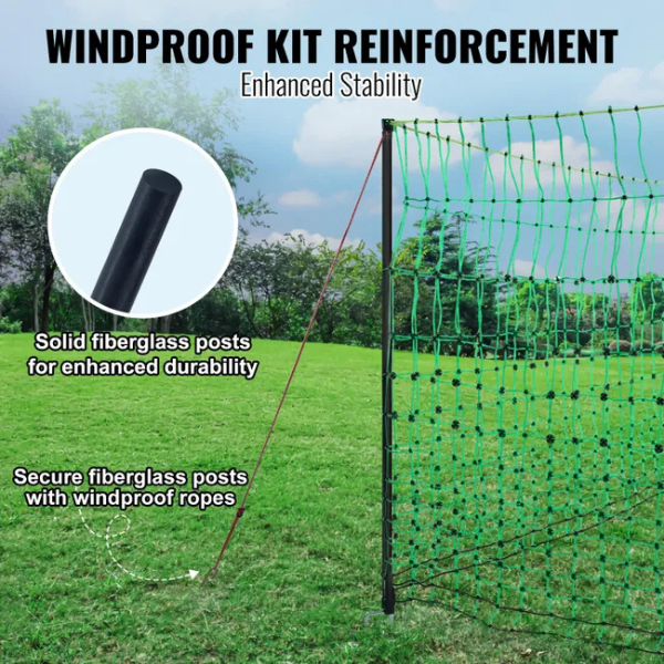 Kit filet de clôture électrique 1,21 x 51,2 m - clôture filet pe avec poteaux et piquets a double pointe - maille portable utilitaire pour poulets