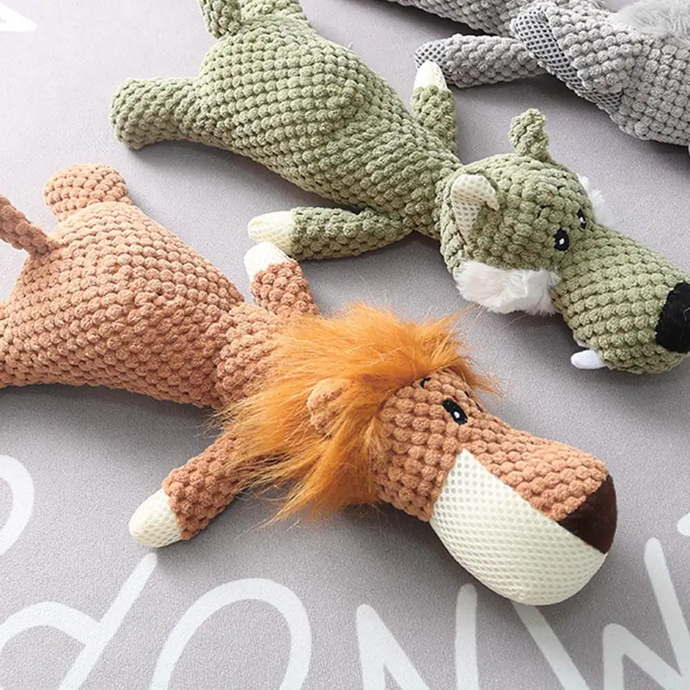 Jouet sonore en peluche côtelée