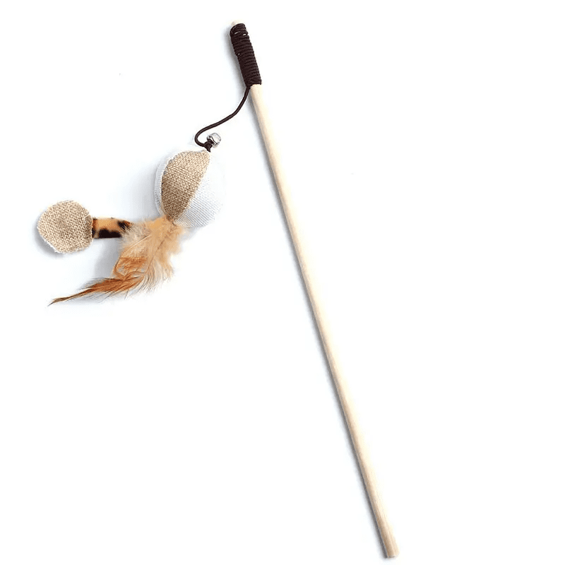 Canne à pêche en bois pour chat
