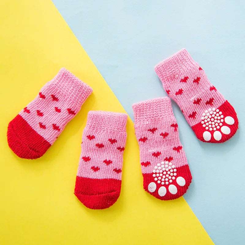 Chaussettes pour chien - rose coeur