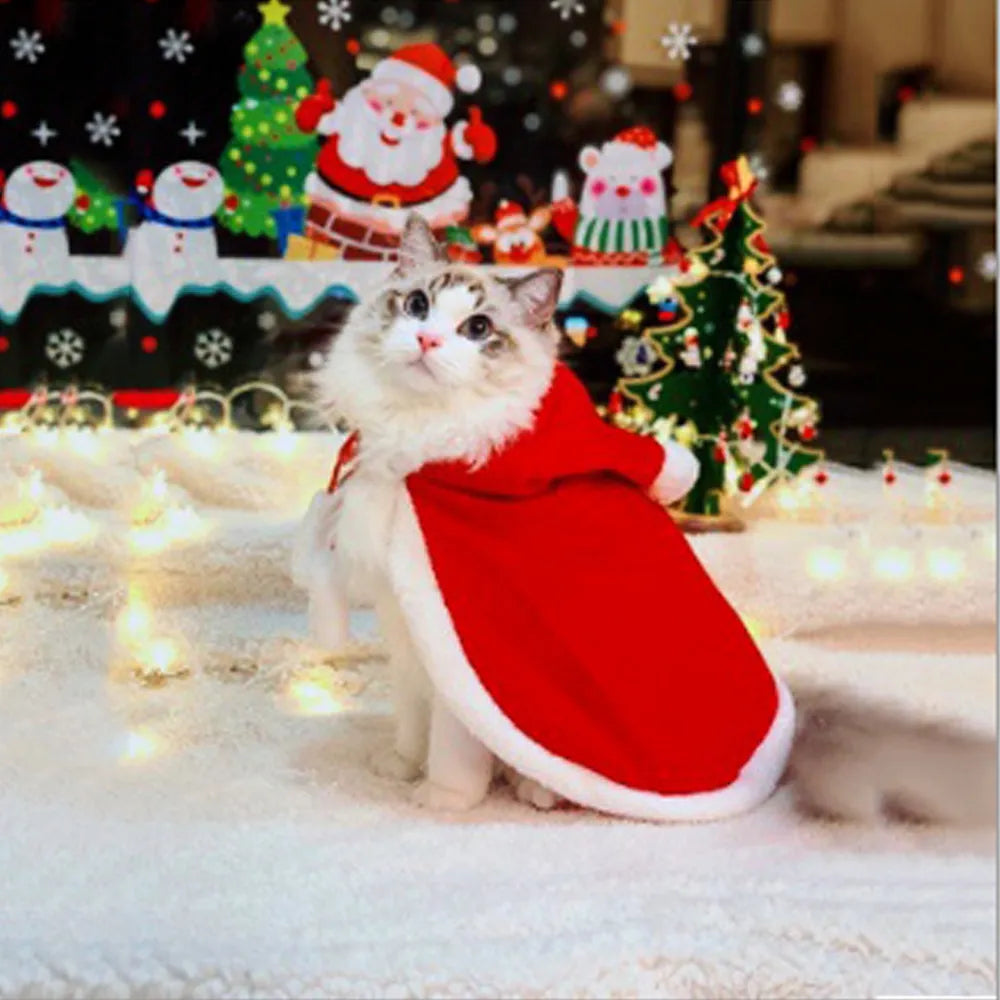 Déguisement pour chat - cape père noël