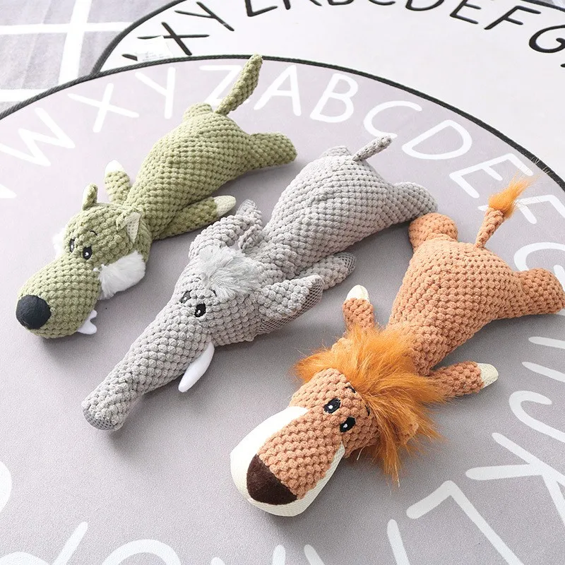 Jouet sonore en peluche côtelée