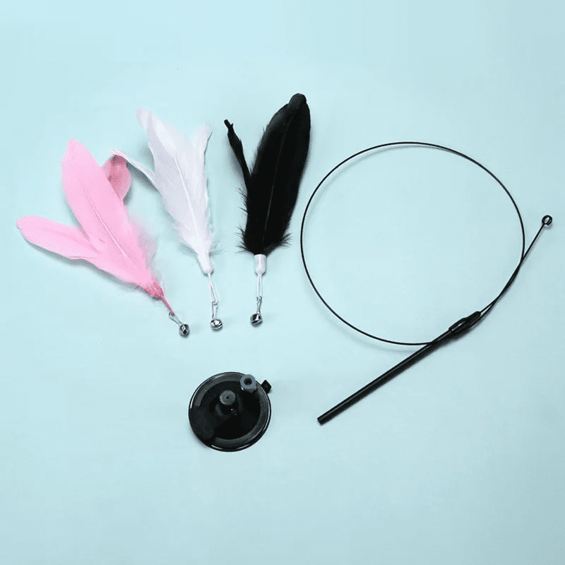 Canne à pêche avec ventouse pour chat