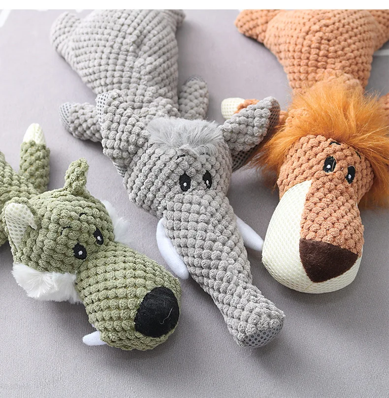 Jouet sonore en peluche côtelée