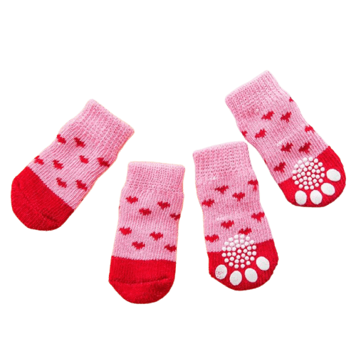 Chaussettes pour chien - rose coeur