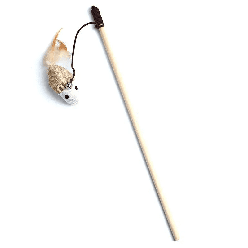 Canne à pêche en bois pour chat