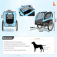 Remorque velo pliable pour chien animaux en oxford canvas, poussette de transport chien avec drapeau, 8 reflecteurs, charge max 40 kg